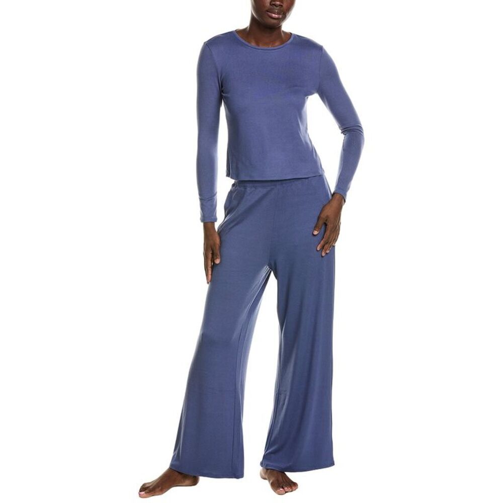 Natori Womens 2Pc Bliss Essentials Long Sleeve Pajama Set, Blue